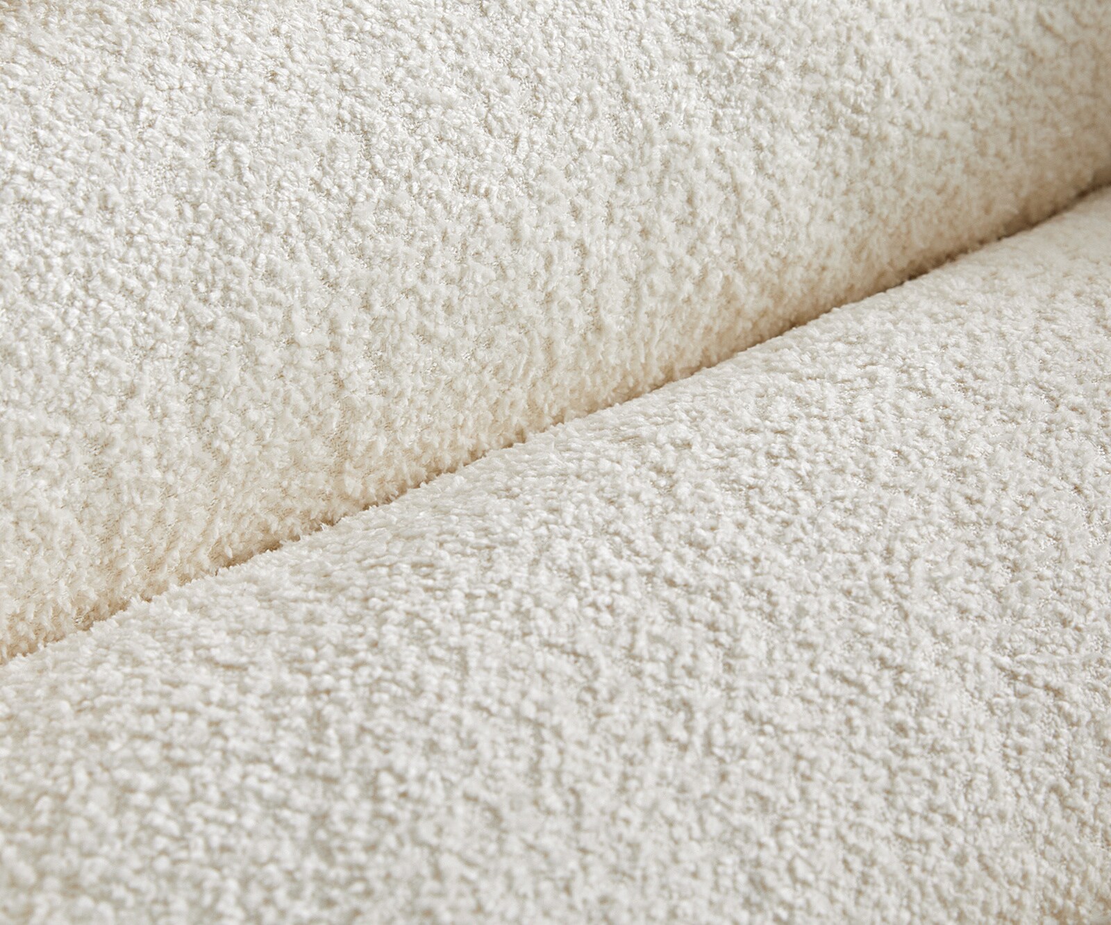Chaise-pivotante Heira-Flex bouclé blanc pied croisé large acier inoxydable brossé pivotement sur 360° fonction bascule ressorts ensachés